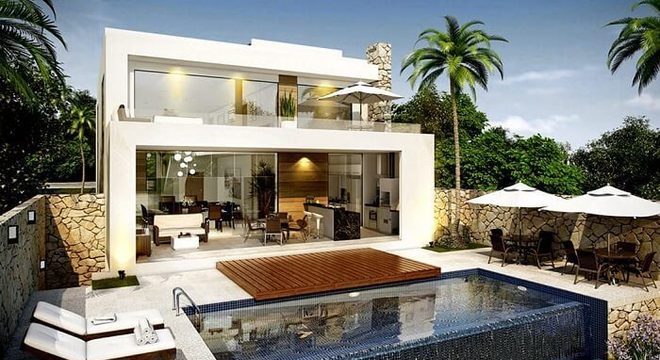 Casas com piscinas com borda infinita