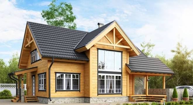 casas de madeira com jardim