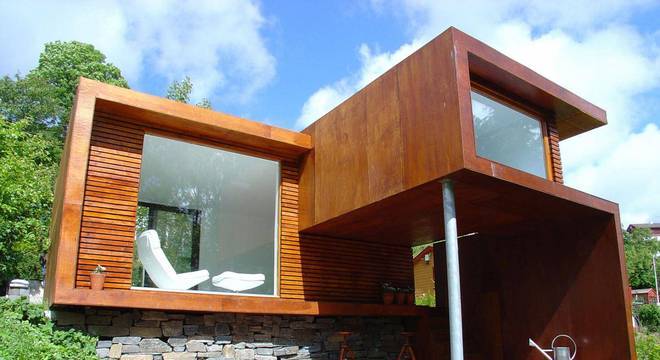 casas de madeira moderna retangular