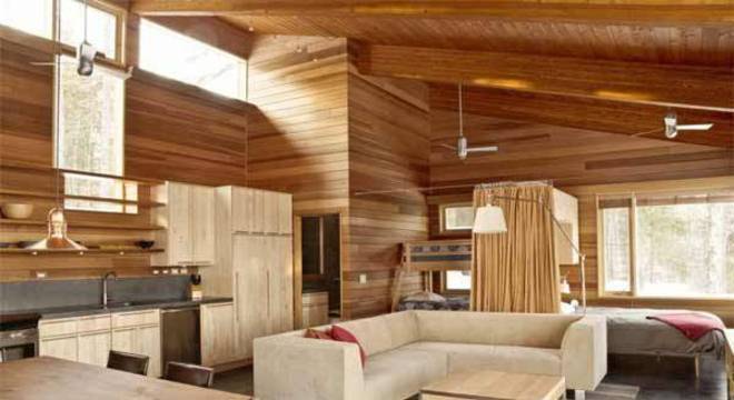 casas de madeira por dentro da sala