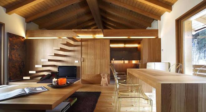 casas de madeira sala de estar moderna