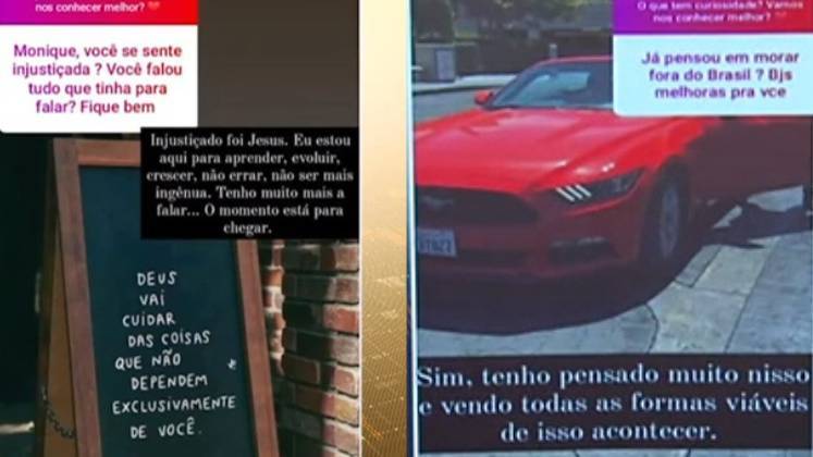 Nas redes sociais, ela também se expõe como uma blogueira e responde a perguntas de seus seguidores. Monique diz que não se sente injustiçada e ainda revela que pensa em sair do país