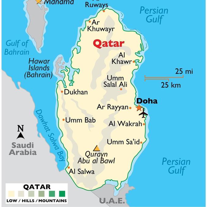 Um mapa básico do Catar