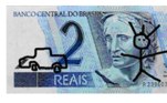 Cédulas marcadas com caracteres estranhos