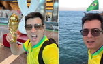 O apresentador Celso Portiolli está no Catar e se mostrou empolgado: 'Bora, Brasil!'