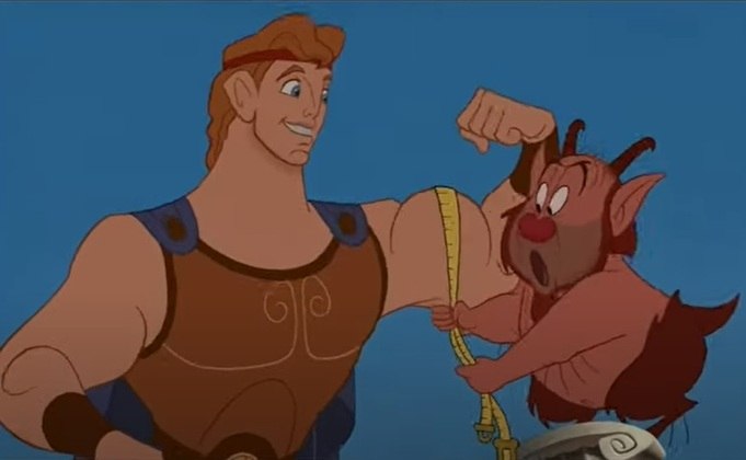 Cena importante 9:  Hércules completa o treinamento de Phil e os dois vão para Tebas. No caminho, Hércules salva Meg de um centauro.