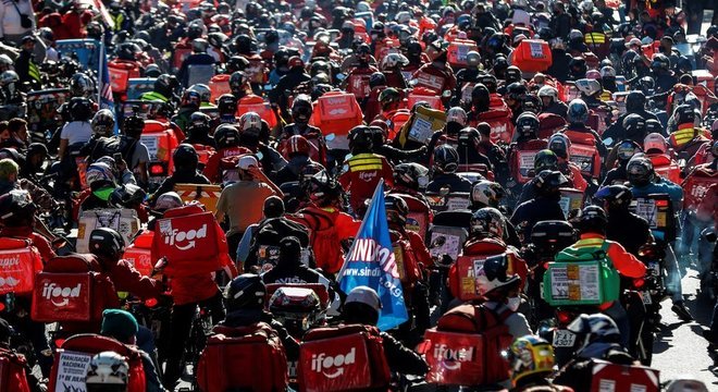Entregadores fizeram marchas por São Paulo durante paralisação