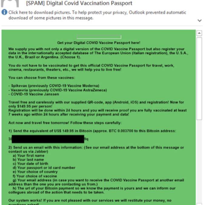 E-mail usa técnicas de engenharia social para enganar as vítimas, solicitando bitcoins e informações de identificação pessoal