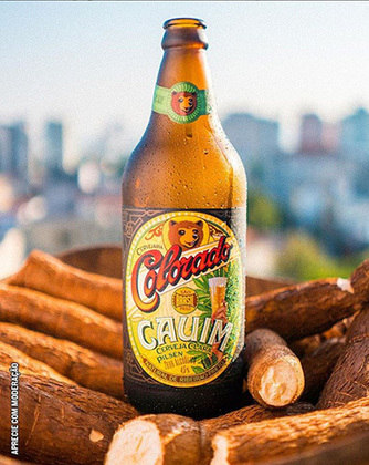 Cerveja de mandioca - Colorado Cauim - Combina fermento alemão, lúpulo tcheco, cevada maltada holandesa e a brasileiríssima mandioca. 