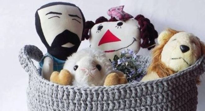 cesto organizador - cesto cinza de brinquedos 