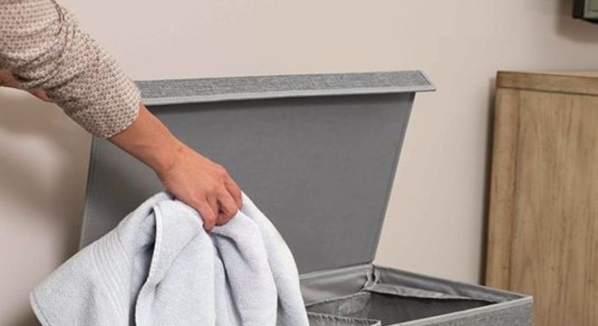 cesto organizador - cesto cinza de roupas 