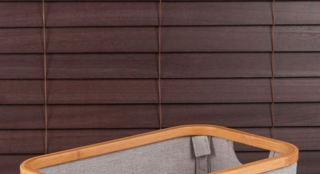 cesto organizador - cesto de tecido e madeira