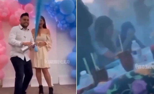 Chá revelação dá errado e termina com todos os convidados pintados de azul: 'Viraram os Smurfs' (Reprodução/Instagram)
