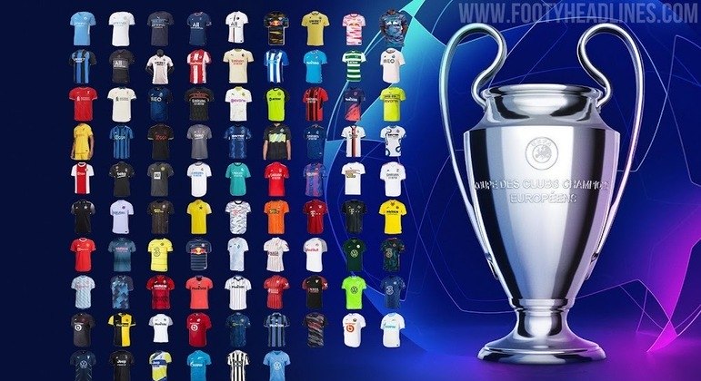 A taça e os clubes da Champions de 2021/2022