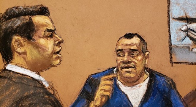 Isaías Valdez (de azul, no desenho) foi guarda-costas e auxiliar de El Chapo
