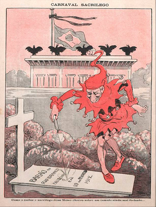 Charge mostra que o povo não respeitou o adiamento do carnaval de 1912