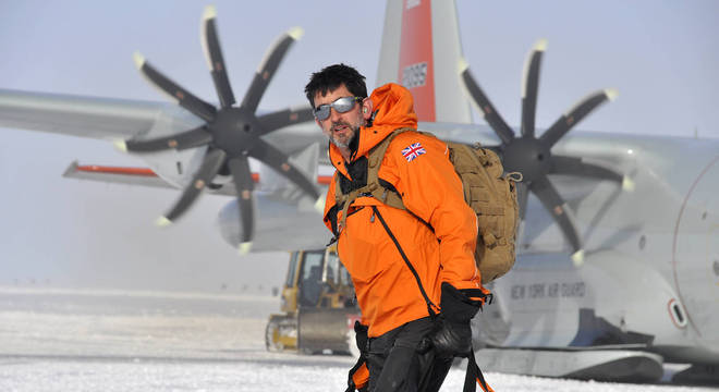 Chegada de Justin Rowlatt à Antártida