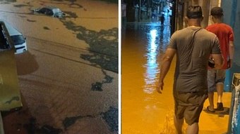 Chuva forte alaga ruas, casas e comércios de Sabará (MG) 