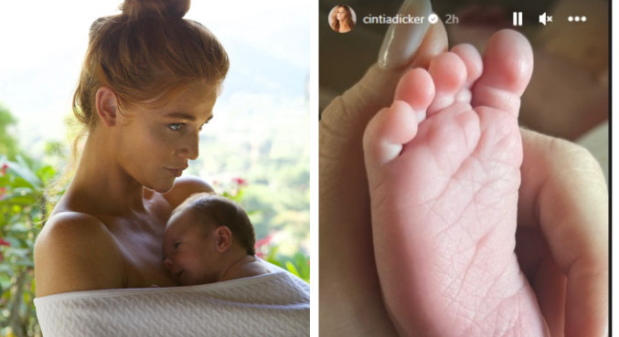 Cintia Dicker comemorou o primeiro mês de vida da filha, Aurora