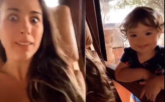 Em um vídeo publicado por Tatá nesta semana, Clara Maria aparece brincando de 