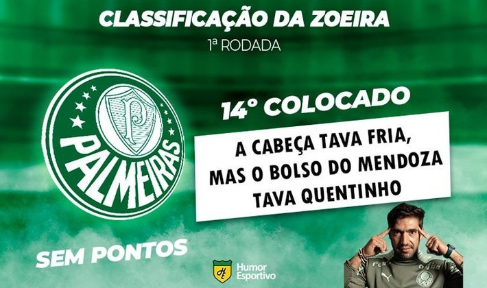Classificação da Zoeira: 1ª rodada do Brasileirão - Palmeiras