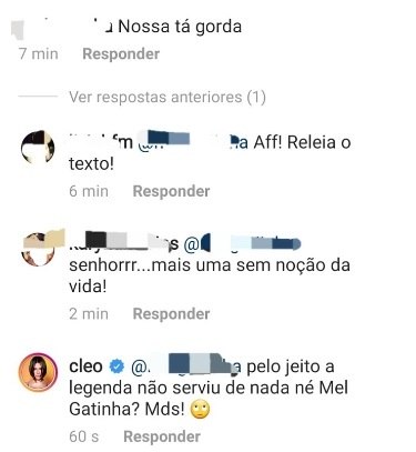 Cleo Pires falou para seguidora reler o texto ao criticá-la 