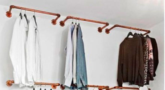 closet aberto - closet aberto com estruturas em cano 