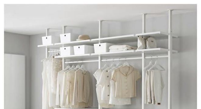 closet aberto - closet branco com gavetas suspensas 