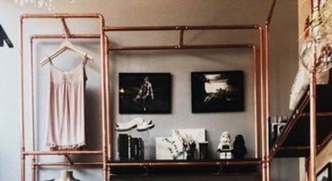 closet aberto - closet com estrutura em cobre 