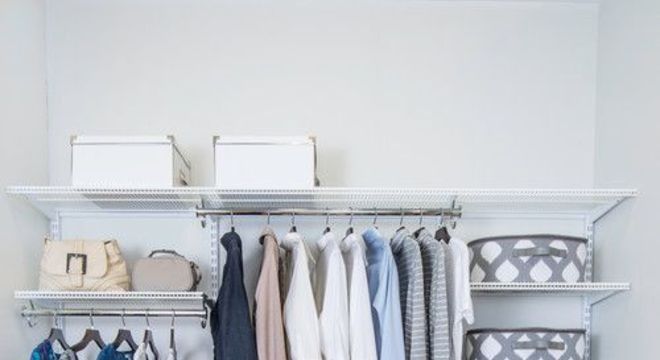 closet aberto - closet com porta trecos de tecido 