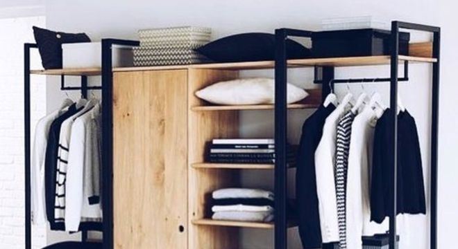 closet aberto - closet de madeira com porta simples 