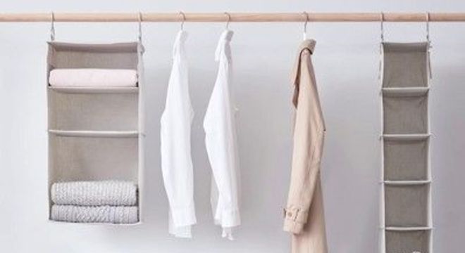 closet aberto - closet simples com gavetas de tecido 