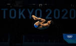 22.07.2021 - Jogos Olímpicos Tóquio 2020 - Treino da equipe de saltos ornamentais do Time Brasil em Tokyo Aquatics Centre.Na foto, destaque para o atleta Isaac Souza. Foto: Miriam Jeske/COB