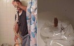 Uma cobra com aproximadamente 1,2 m de comprimento foi removida de dentro do vaso sanitário de um apartamento em Fort Collins, no Colorado (EUA)Veja também: Avistamento de enorme felino misterioso deixa polícia em alerta
