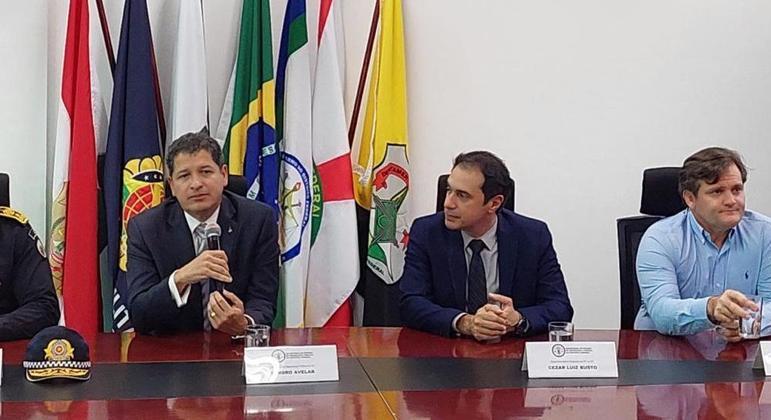 O secretário de Segurança Pública do DF, Sandro Avelar, durante coletiva de imprensa nesta quarta