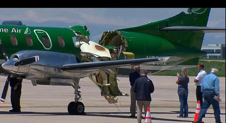 Avião que pousou em aeroporto ficou muito danificado