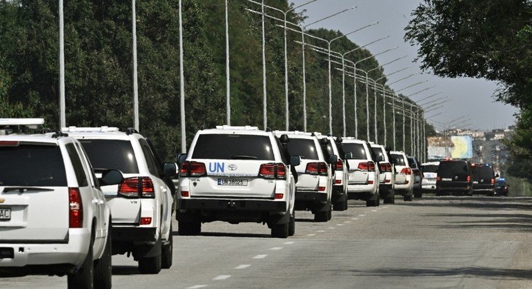 Comboio das Nações Unidas se dirige à usina nuclear de Zaporizhzhia