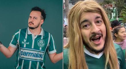 Lipe Araújo já está famoso nos arredores do estádio do Palmeiras imitando Leila Pereira