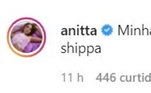 'Minha mãe falou que shippa', escreveu Anitta. Depois ela apagou a mensagem