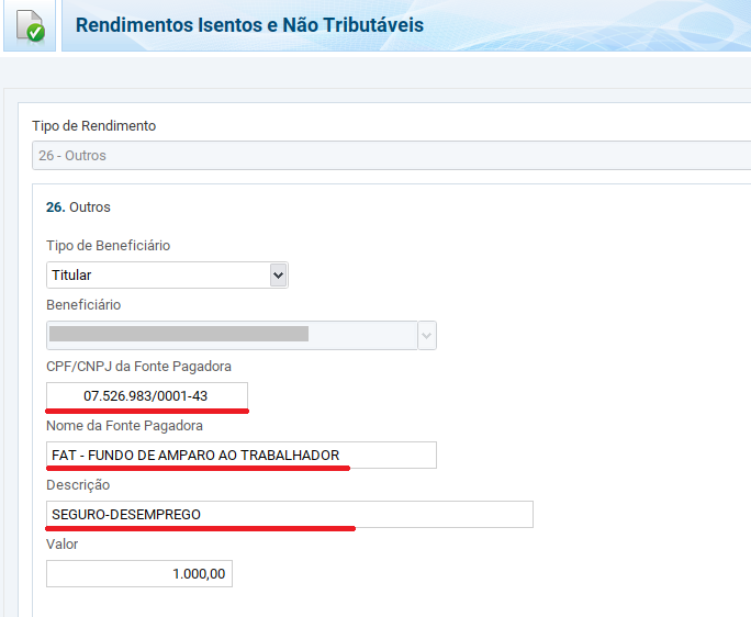 Declaração Padrão para Desemprego ou que não possui Renda