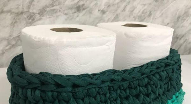 Como fazer porta papel higiênico de crochê em tons de verde