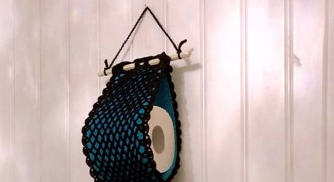 Como fazer porta papel higiênico de crochê preto