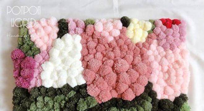 como fazer tapete de pompom flores delicadas