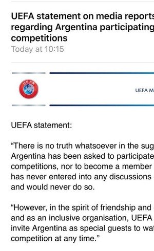 O comunicado da UEFA. Vexame