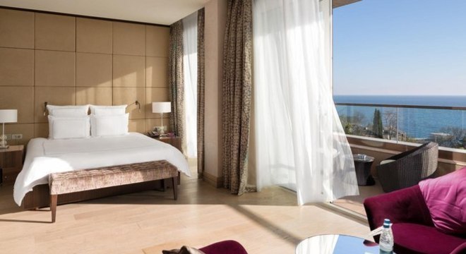 A deslumbrante vista dos apartamentos dos jogadores. Não há do que reclamar