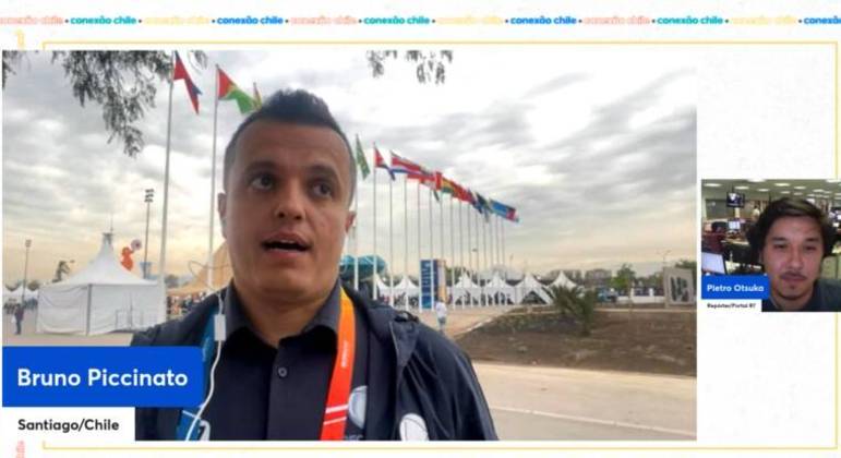 Repórter Bruno Piccinato, que está no Chile cobrindo os Jogos Pan-Americanos de Santiago, em bate-papo com Pietro Otsuka sobre os destaques da competição deste domingo (22)