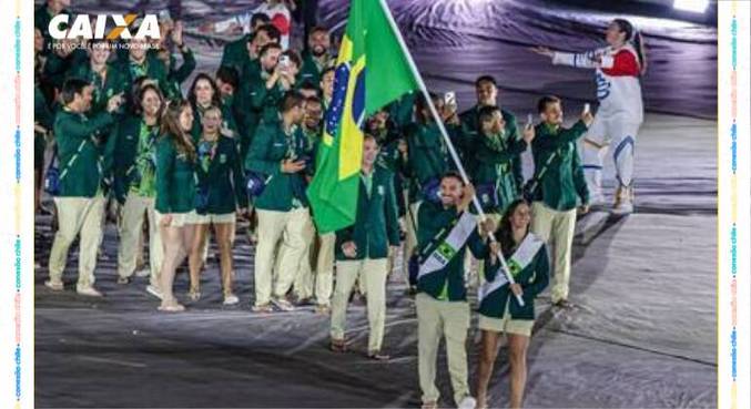 Fernando Scheffer e Luisa Stefani foram os porta-bandeiras do Brasil