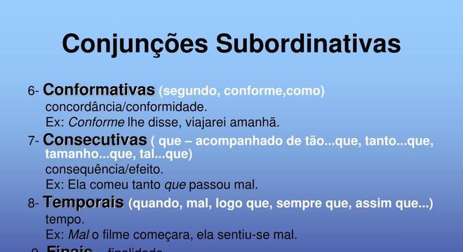 Conjunções Subordinativas – função, localização na frase, classificação