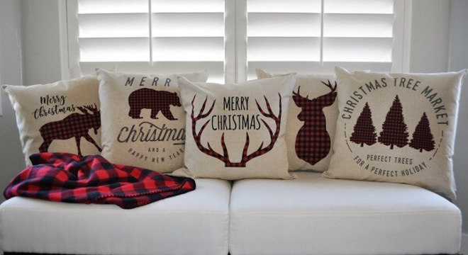 Conjunto de almofadas de Natal com estampas e frases