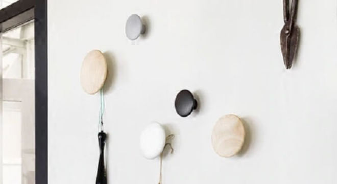 Conjunto de ganchos de parede em formato redondo